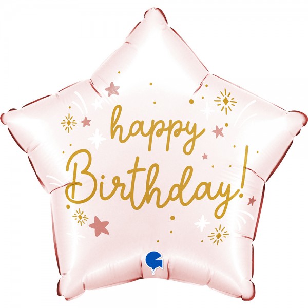 Шар Звезда "С Днем Рождения" Розовый