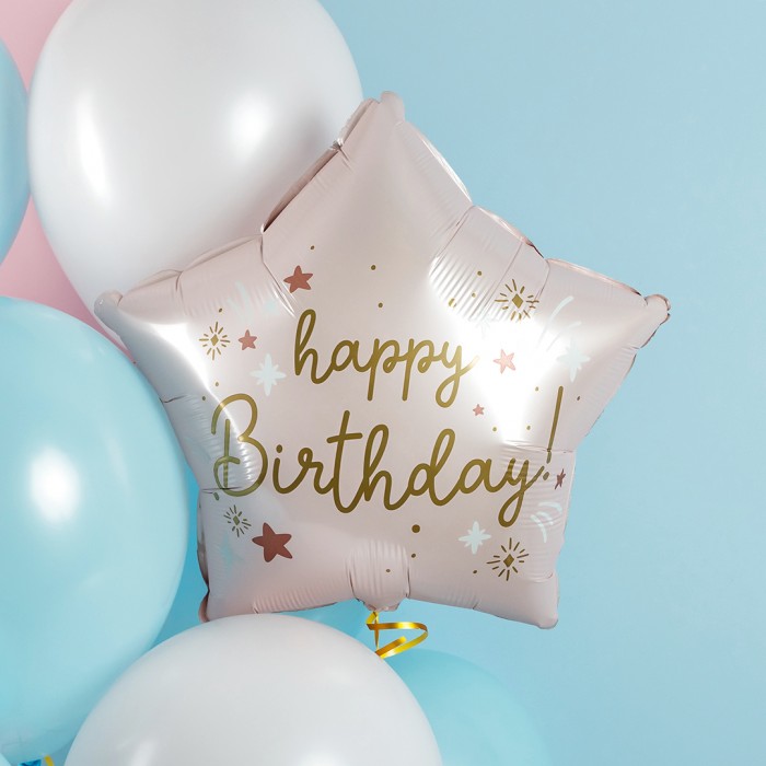 Шар Звезда "С Днем Рождения" Розовый