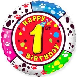 Шар круг Цифра 1 Happy Birthday