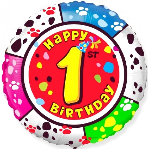 Шар круг Цифра 1 Happy Birthday
