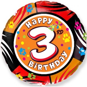 Шар круглый Цифра 3 Happy Birthday