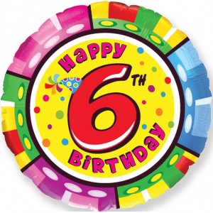 Шар круглый Цифра 6 Happy Birthday