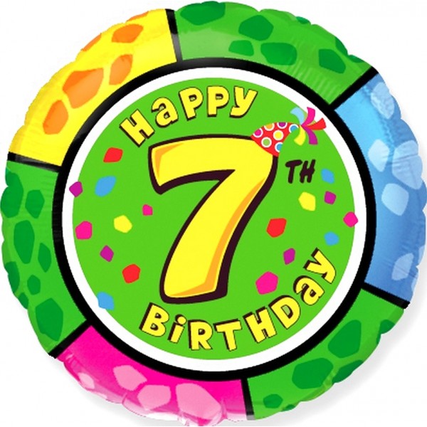 Шар круглый Цифра 7 Happy Birthday