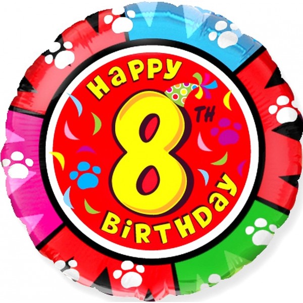 Шар круглый Цифра 8 Happy Birthday