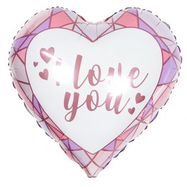 Шар "I love you" сердца и грани