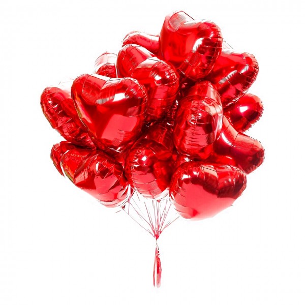 Облако фольгированных шаров в форме сердца