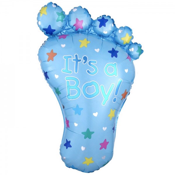 Шар большой фольгированный Ножка малыша голубой