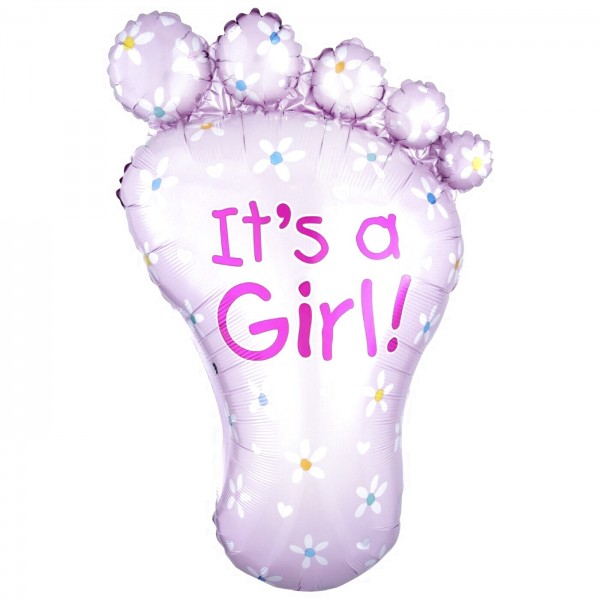 Шар большой фольгированный Ножка малышки розовый