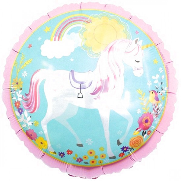 Шар фольга "Единорог на лугу"