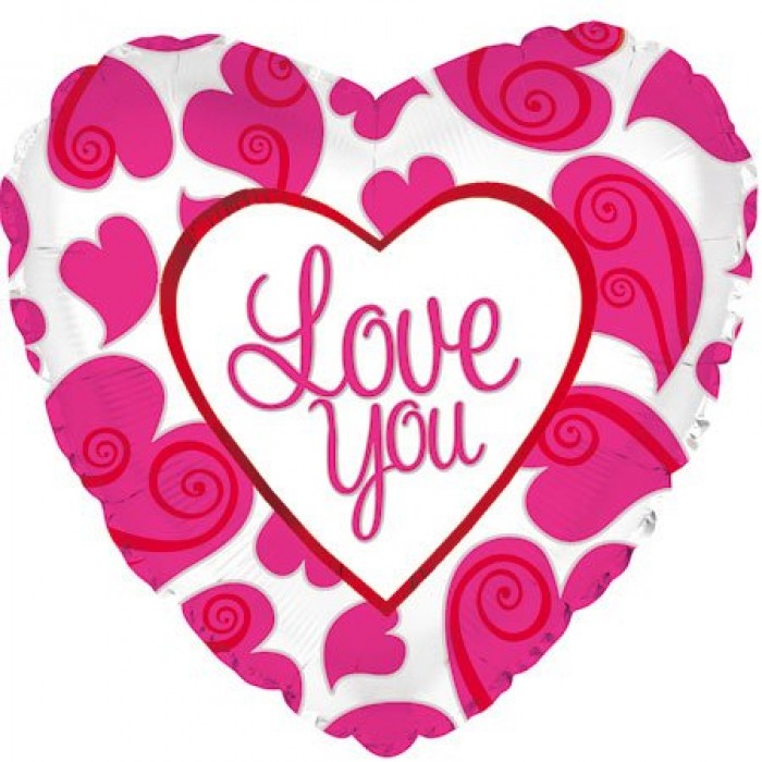 Шар в форме сердца "Love you"