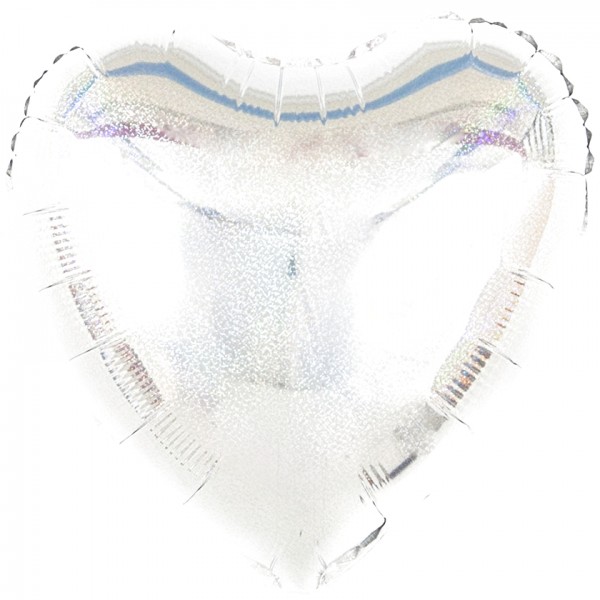 Шар сердце серебряный голографический