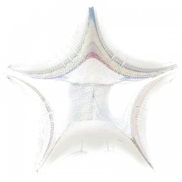 Шар звезда серебряный голографический