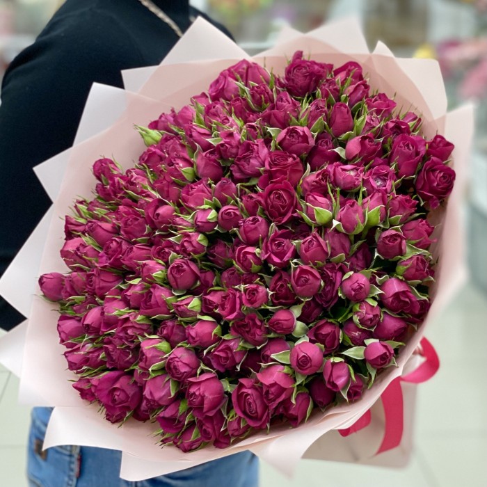 51 малиновая кустовая роза Шайенн 40см