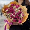 Пионовидные розы Перпл тамбурин с ромашками
