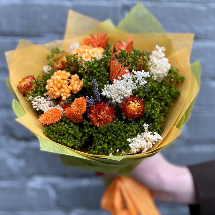 Букет из сухоцветов оранжевый