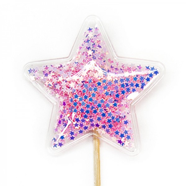 Топпер розовая звезда с блестками