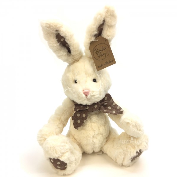 Кролик с бантом кремовый