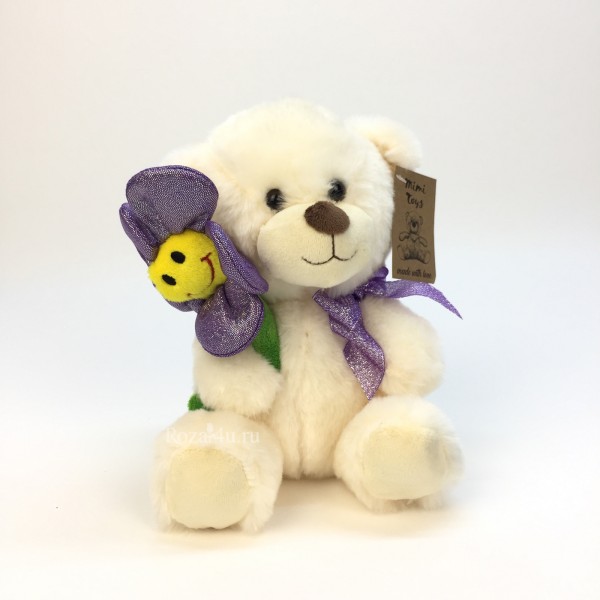 Мишка с цветком сиреневый