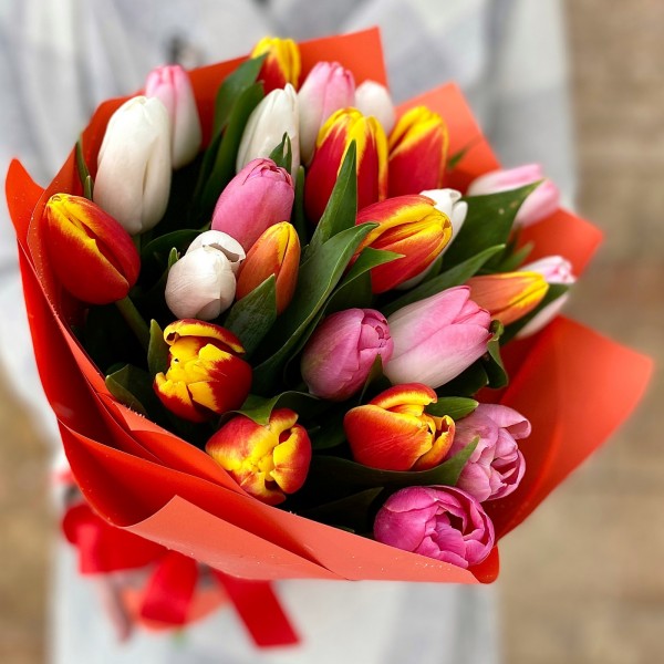 Букет 25 тюльпанов Микс
