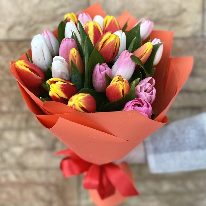 Букет 25 тюльпанов Микс