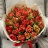 25 красных пионовидных тюльпанов Абба