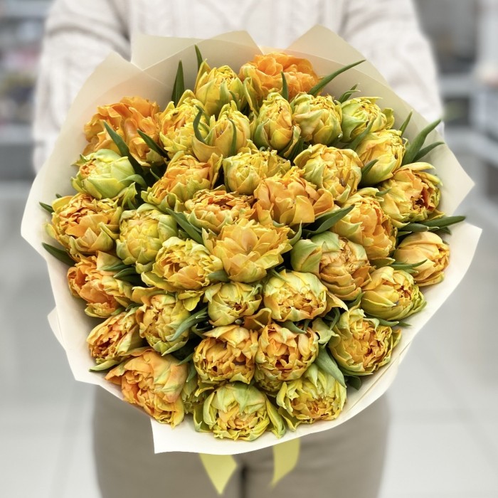 35 желтых  пионовидных  тюльпанов Орка