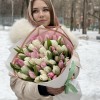 Букет из 51 тюльпана - бело-розовый микс