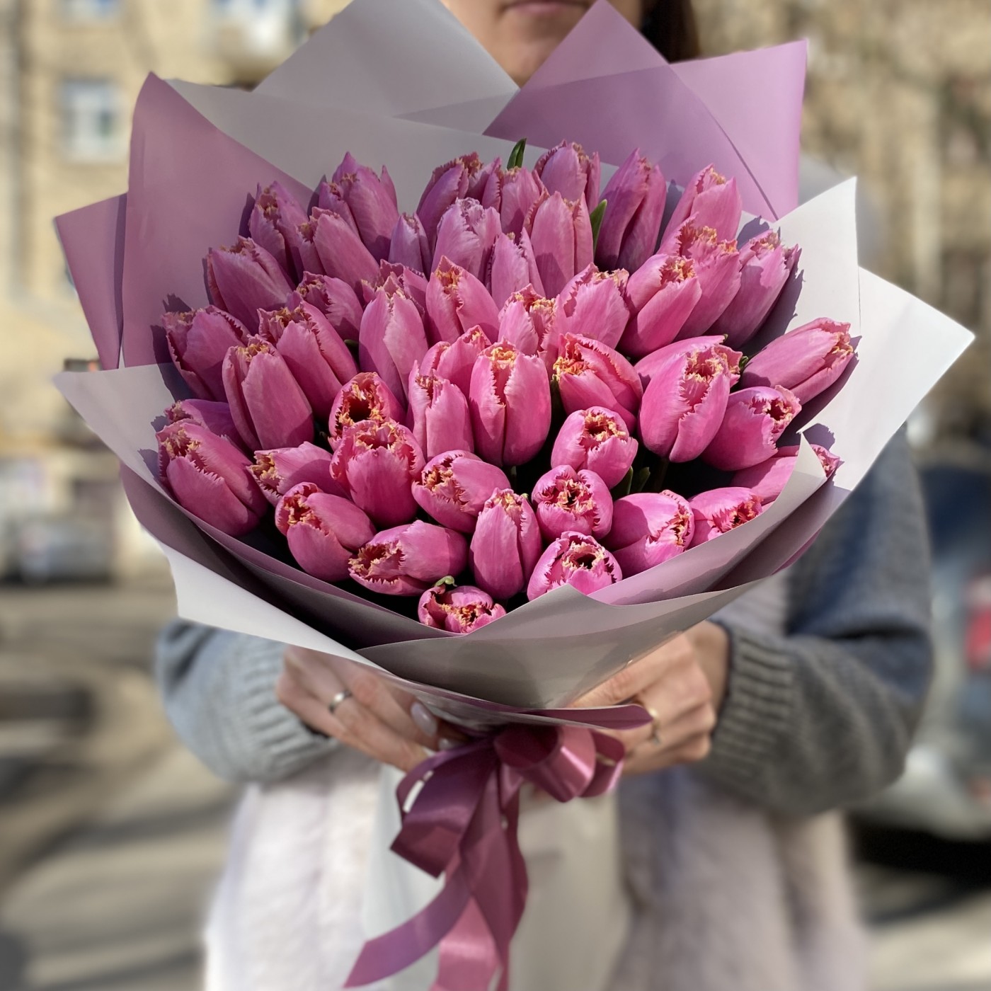 ШикарныЙ букет с розовыми тюльпанами на 8 марта Международный Женский День