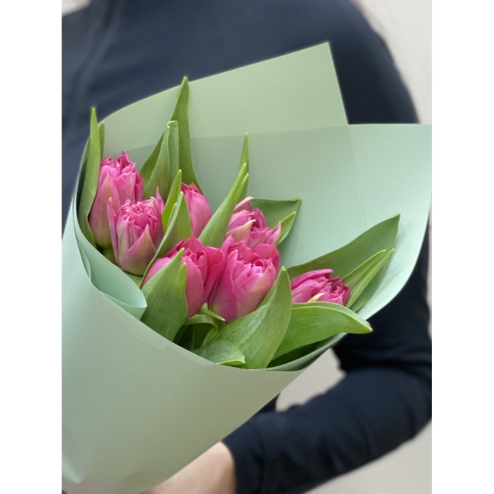 7 темно-розовых тюльпанов