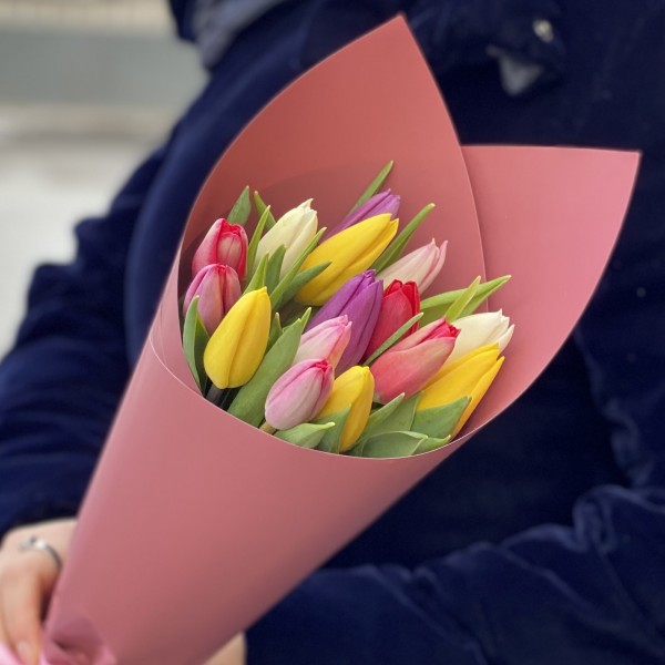 15 тюльпанов микс в упаковке