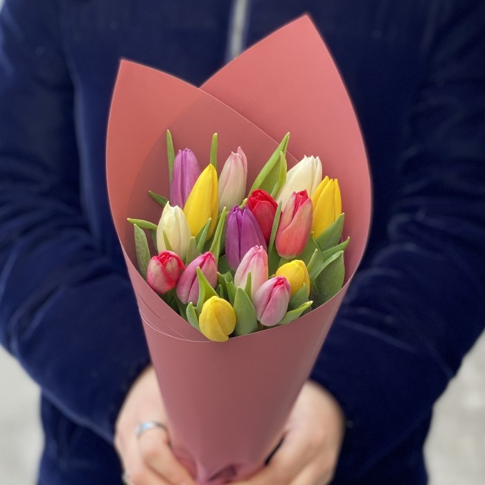 15 тюльпанов микс в упаковке