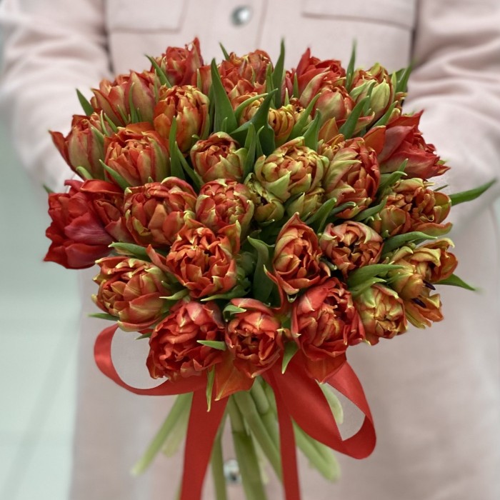 Тюльпаны оранжевые пионовидные Абба