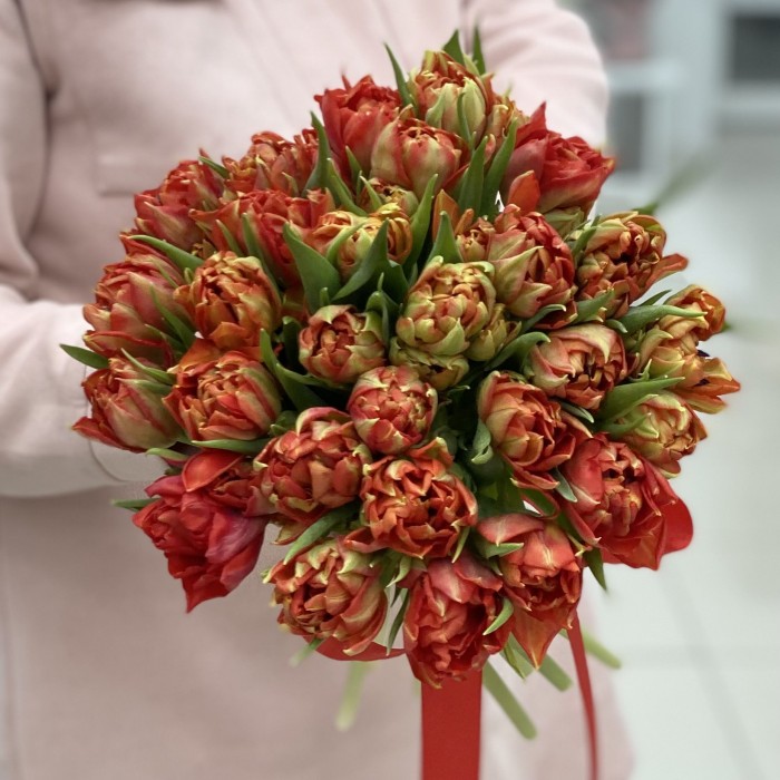 Тюльпаны оранжевые пионовидные Абба