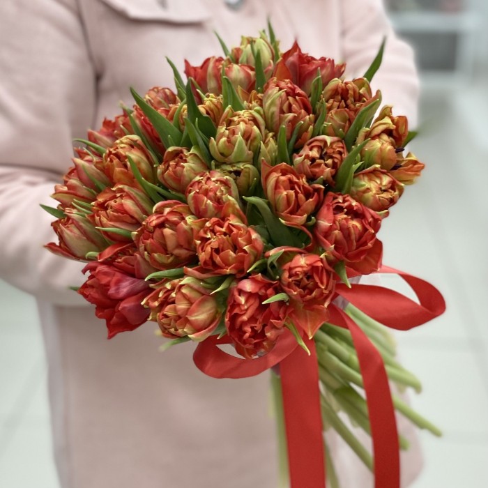 Тюльпаны оранжевые пионовидные Абба