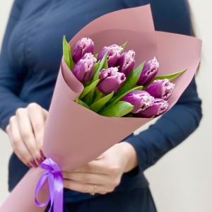 9 махровых тюльпанов Сан Мартин