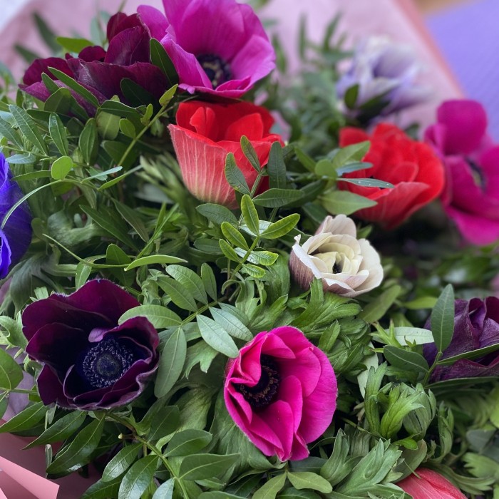 Букет разноцветных анемонов