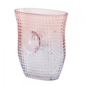 Ваза декоративная с отверстием, стекло, d19 h22 см, розово-серый
