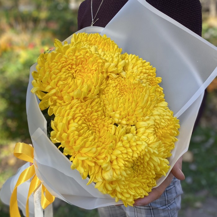 Букет желтых крымских хризантем