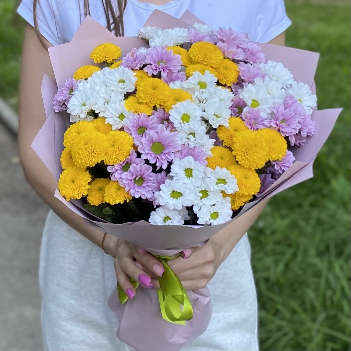 15 хризантем Сантини Летний микс