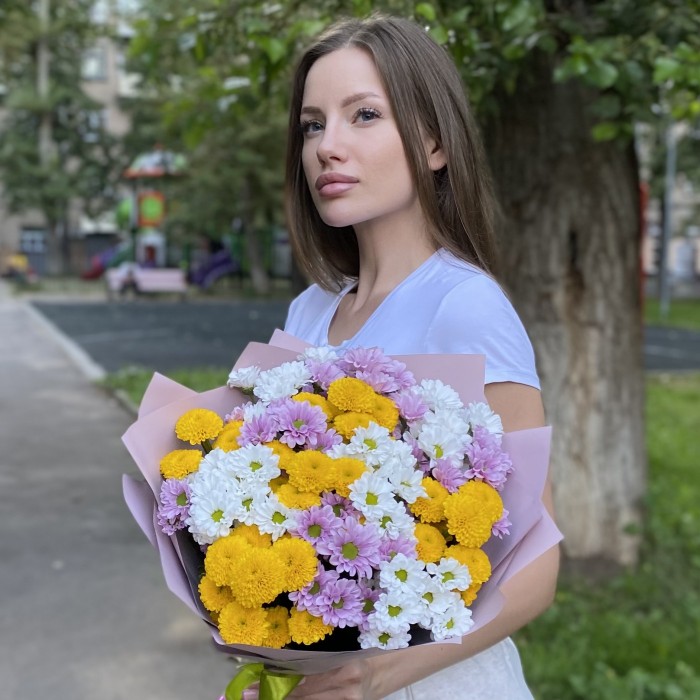 15 хризантем Сантини Летний микс