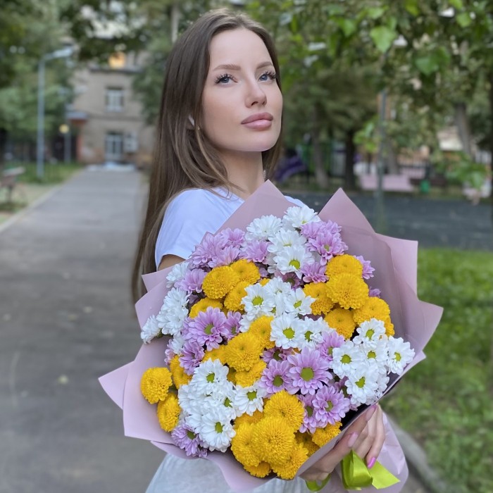 15 хризантем Сантини Летний микс