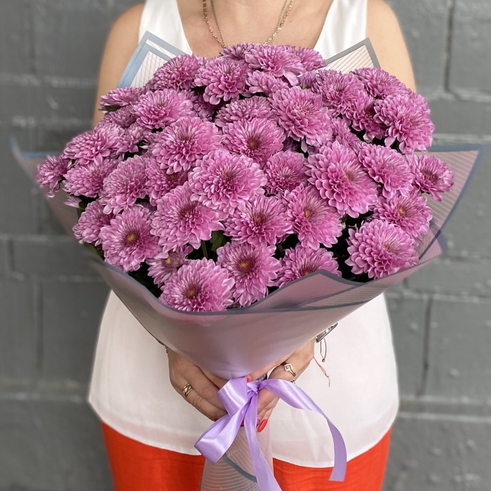 15 сиреневых кустовых хризантем Фабиен
