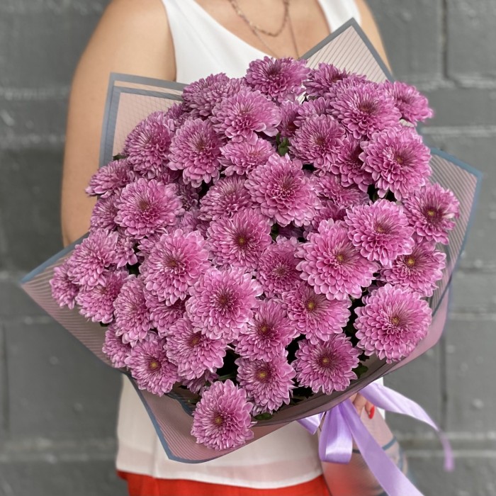 15 сиреневых кустовых хризантем Фабиен