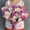15 сиреневых и розовых кустовых хризантем
