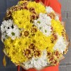 Яркий букет из 21 кустовой хризантемы