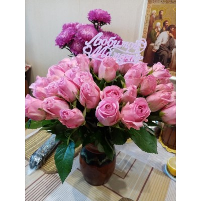 Фото отзыв: Спасибо за цветы , доставка быстрая во время ! Цветы свежие !