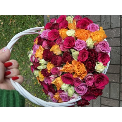 101 роза в корзине MIX Фото отзыв: 101 роза в корзине MIX
