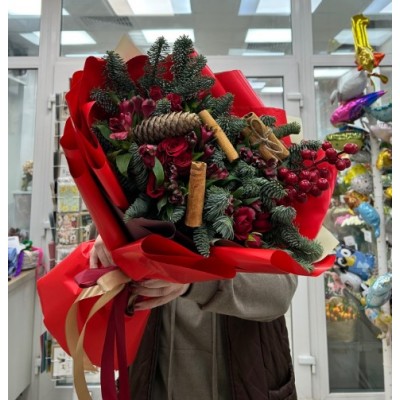 Фото отзыв: Букет соответствует описанию и фото. Даже немного лучше! Доставка аккуратная и вовремя. Заказываю несколько раз. Рекомендую. 