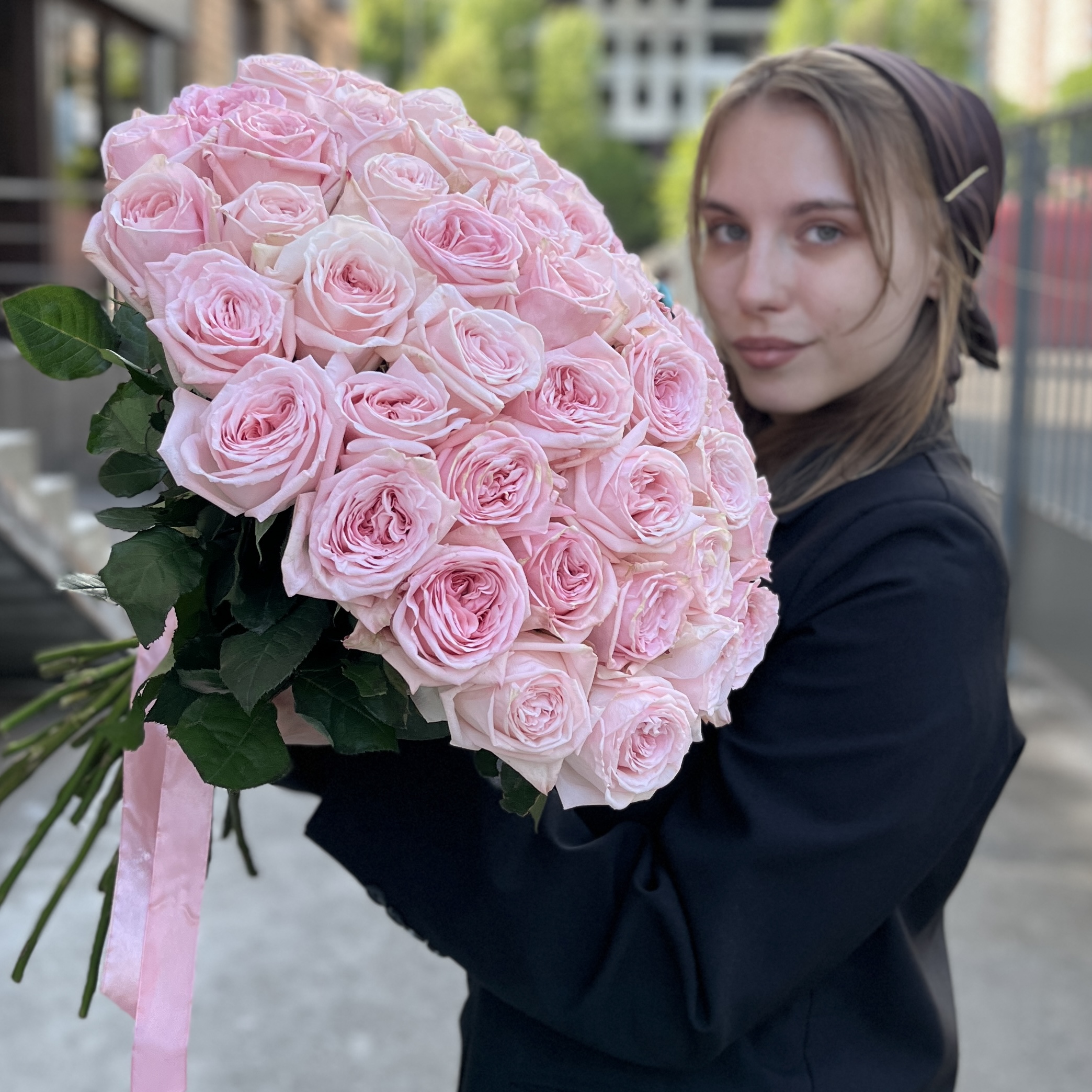 45 ароматных пионовидных Роза Пинк Охара 50 см