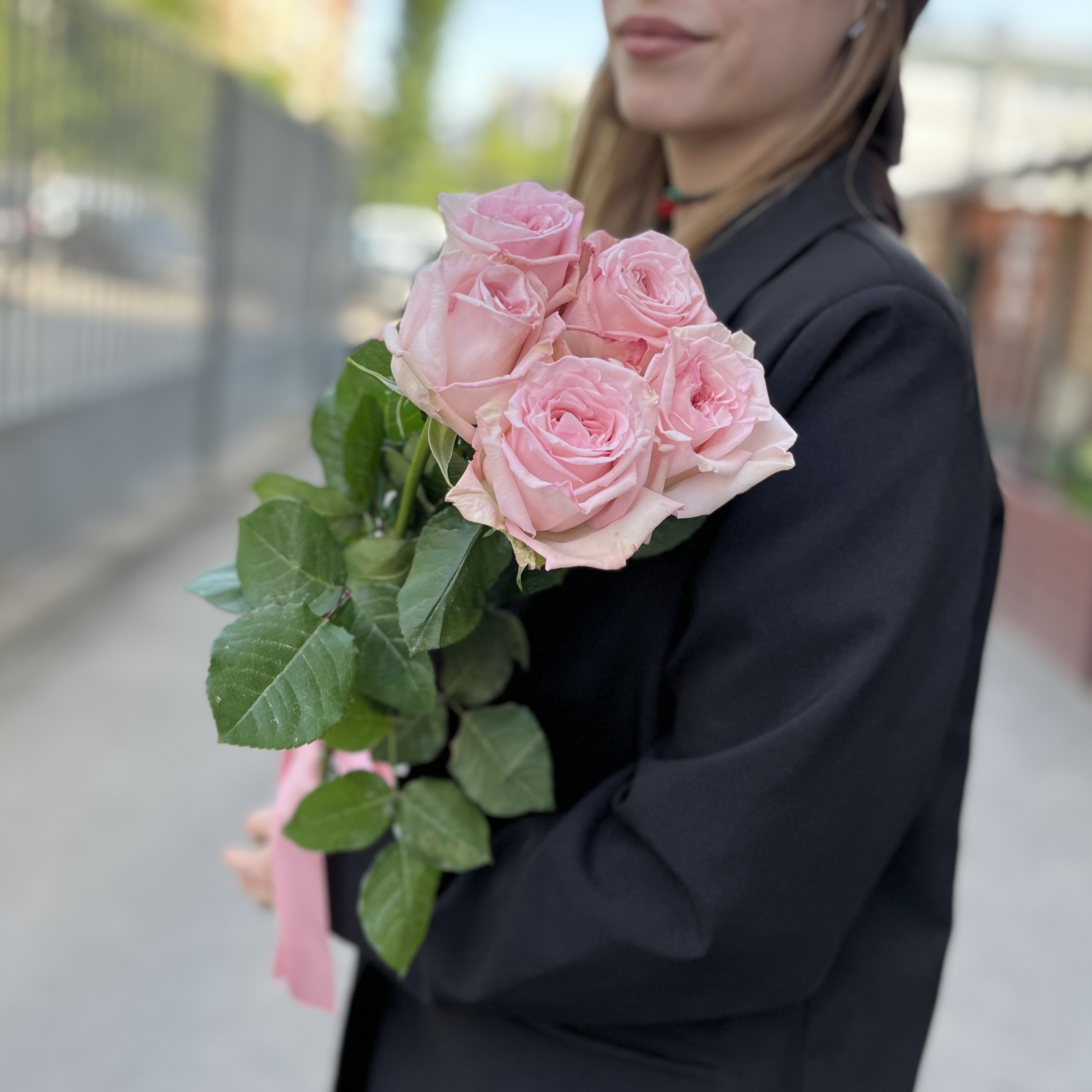 5 ароматных пионовидных роз Пинк Охара 50 см